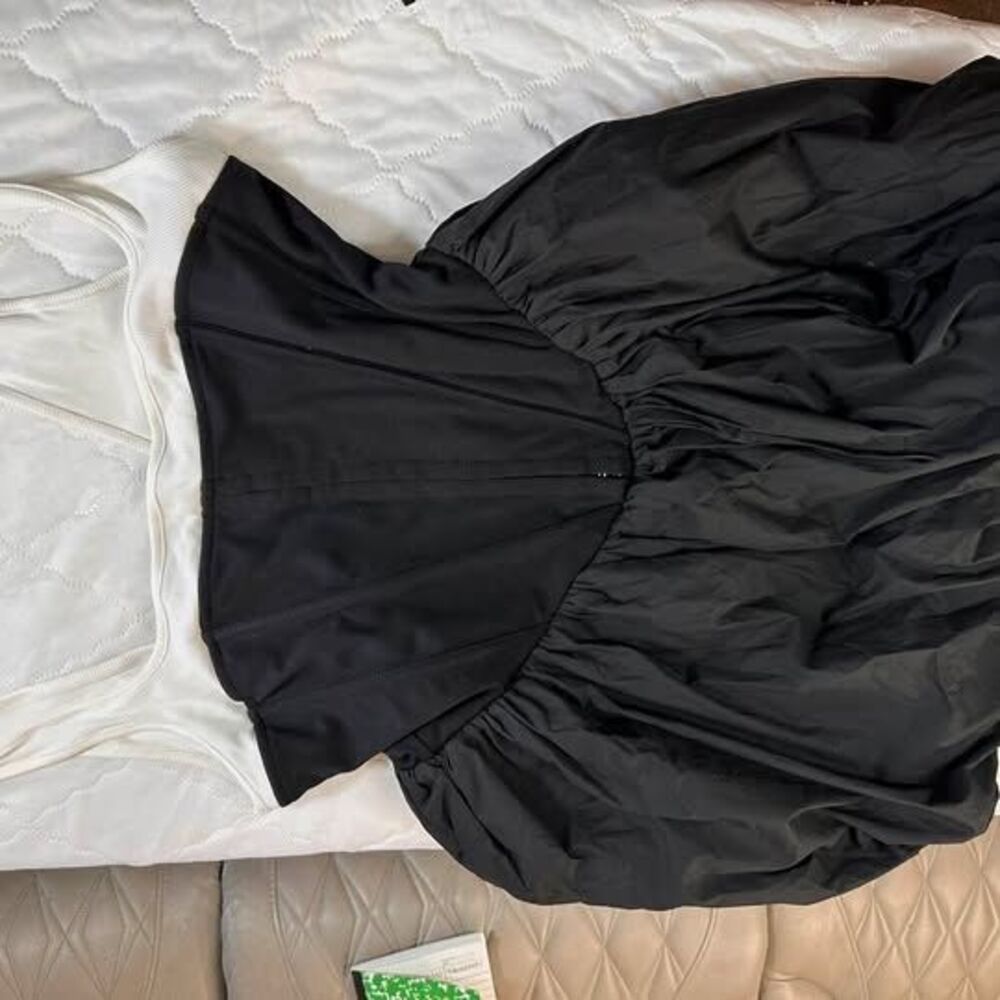 Black Corset Bubble Hem Top with White Ribbed Tank